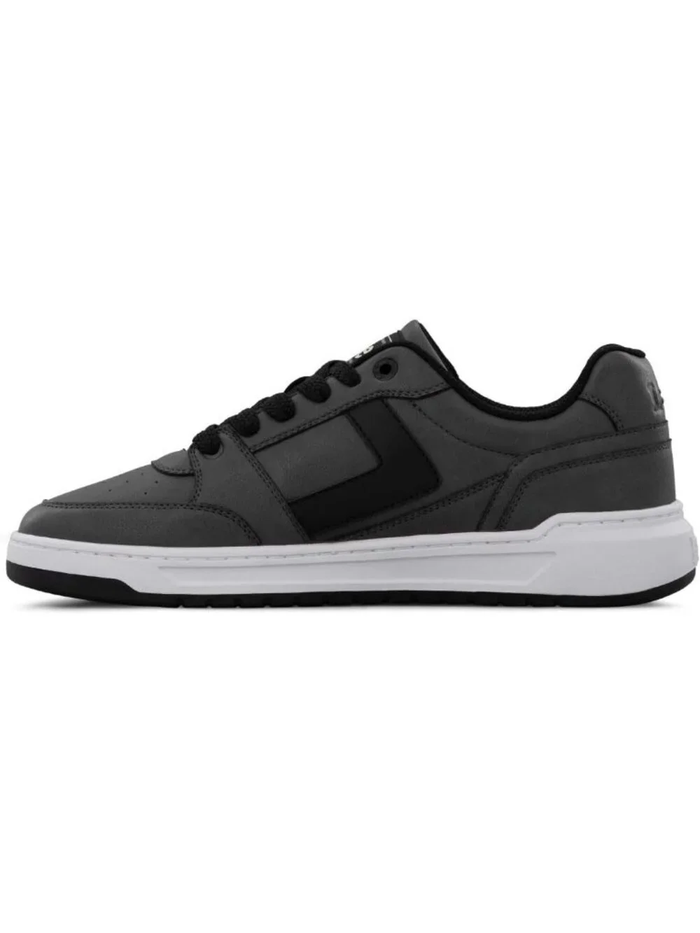 Lee Men's Charcoal Black Imported Rubber Faux Leather Adjustable Lace Up Sneaker